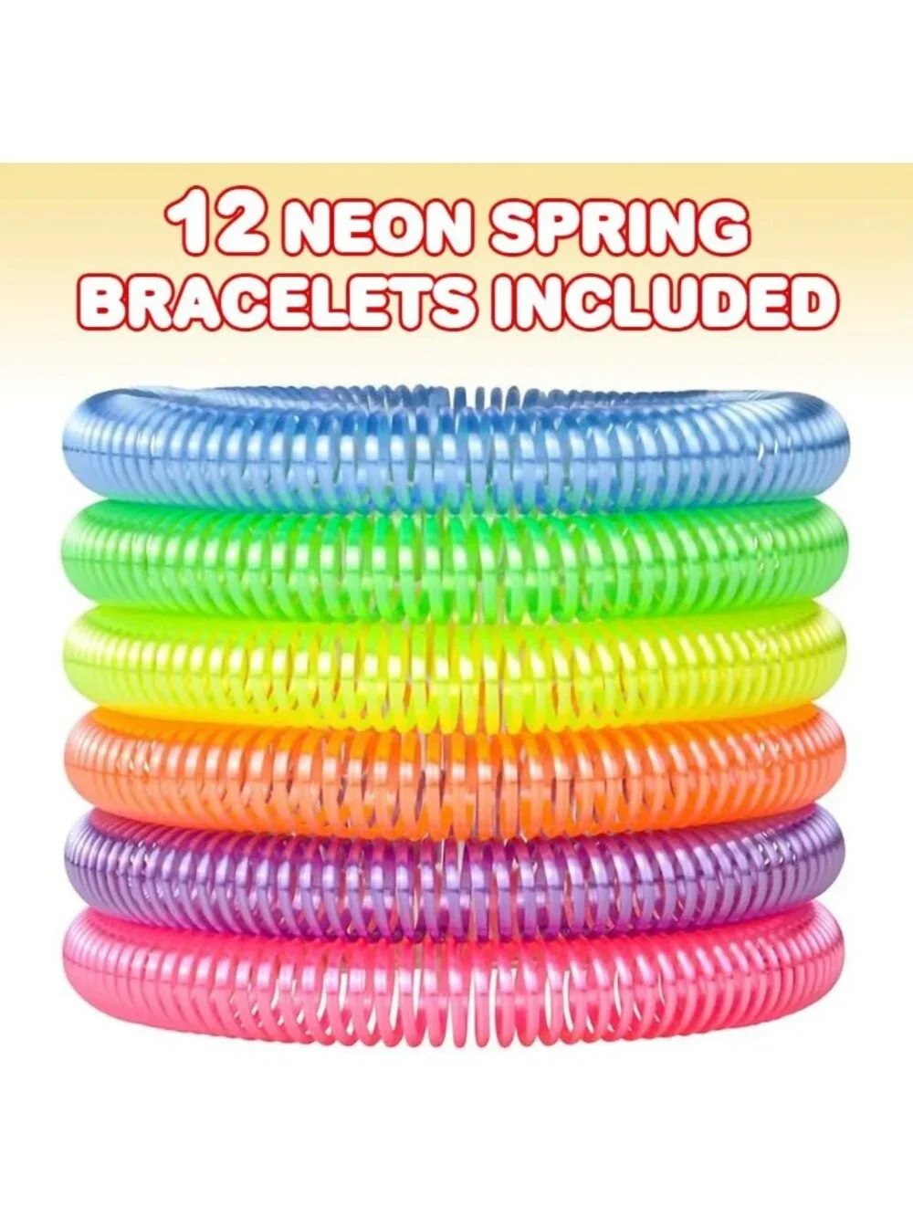 Vibrant Neon Spring Bracelets - 12 Pack Elastic Wristbands for Parties & Goodie